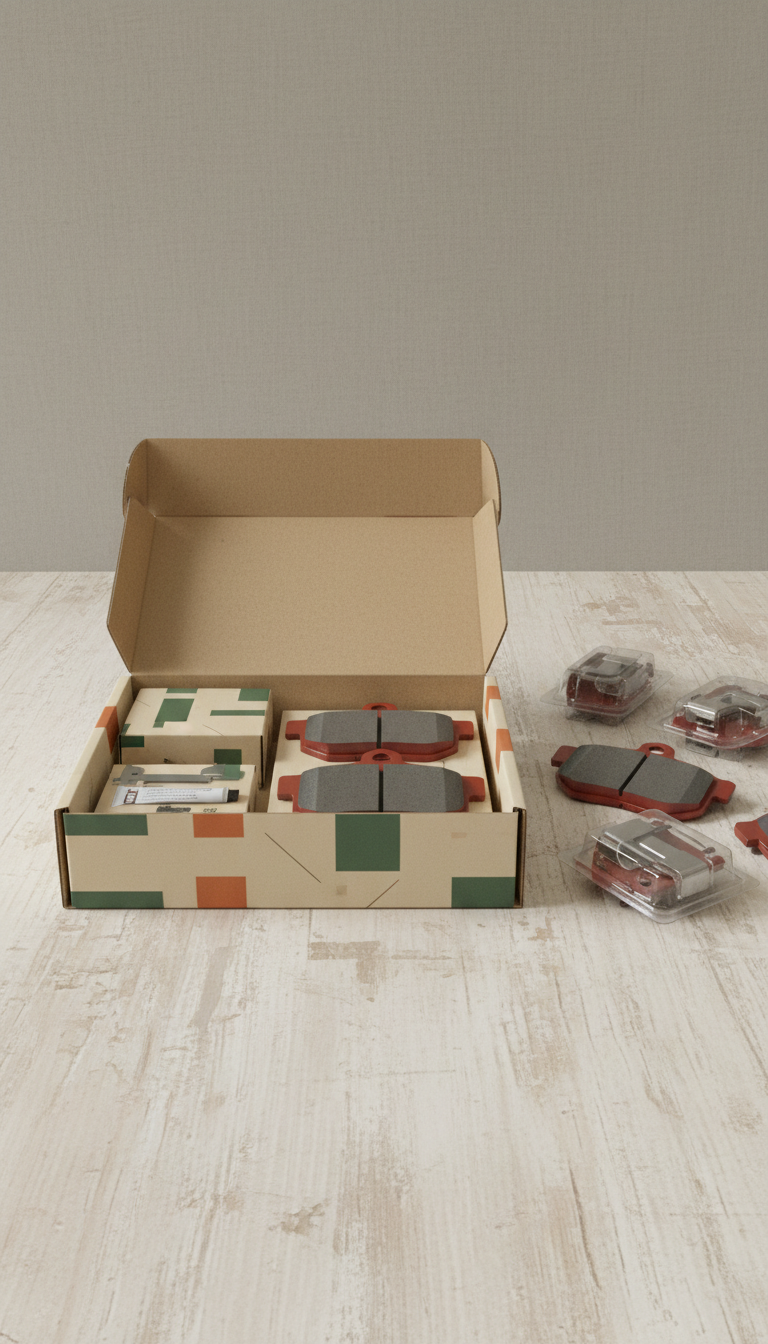 Brake pad replacement kit in branded box